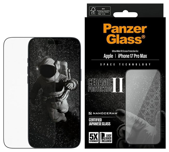 PanzerGlass Ceramic II Protector de Pantalla Ultra-Wide Fit para iPhone 17 Pro Max e iPhone 18 Pro Max