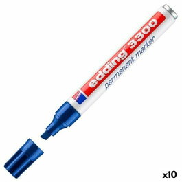 Edding Marcador Permanente 3300 Azul Punta Biselada (Set de 10)