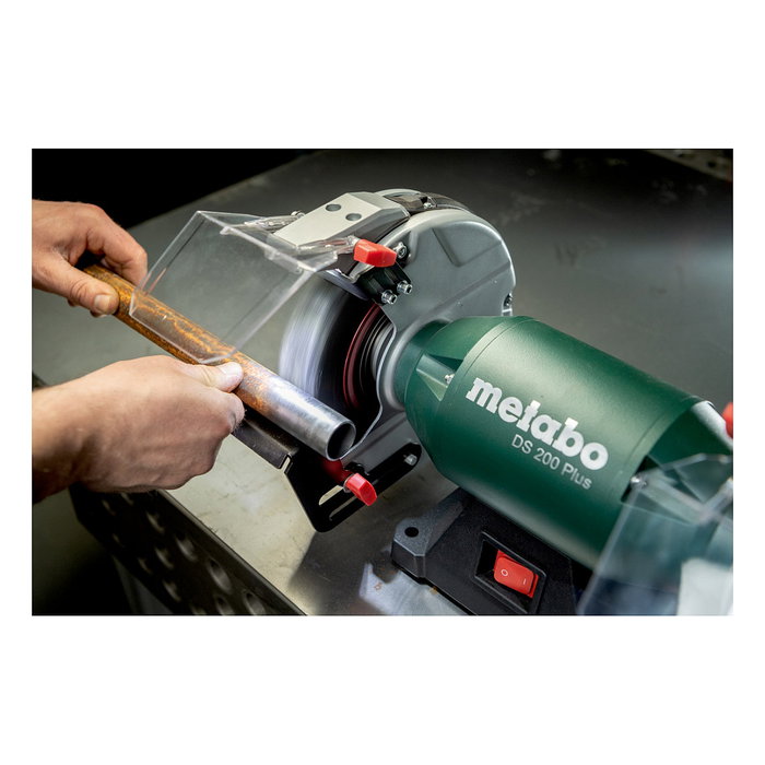 Metabo DS 200 Plus Amoladora de doble eje 2980 RPM 600 W, rueda abrasiva de óxido de aluminio de 200 mm, negro/verde/gris, Alemania