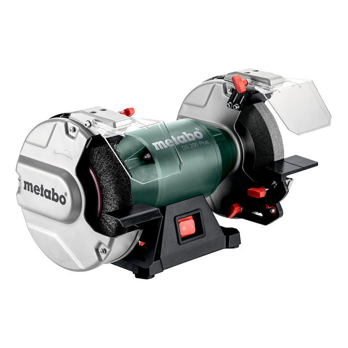 Metabo DS 200 Plus Amoladora de doble eje 2980 RPM 600 W, rueda abrasiva de óxido de aluminio de 200 mm, negro/verde/gris, Alemania