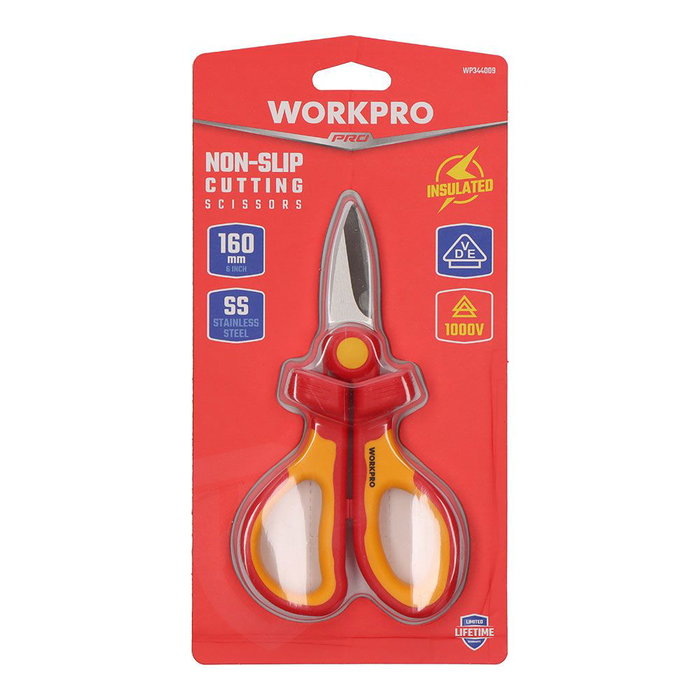 Workpro Tijera de Electricista Aislada 160 mm Tensión hasta 1.000 V AC Mango Bimaterial