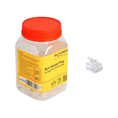 DeLOCK Conector modular RJ11 100 unidades 67020 transparente