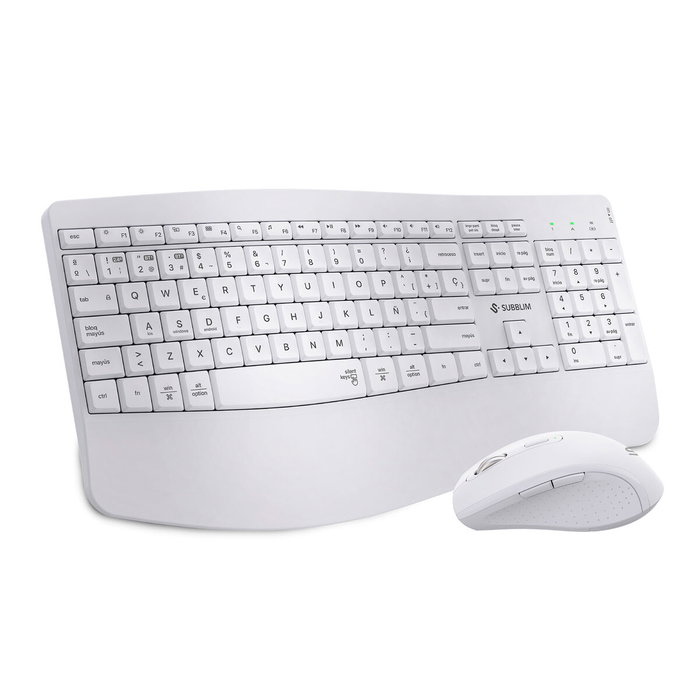 Subblim Combo Dual Prowave White Teclado y Ratón Ergonómicos Blanco