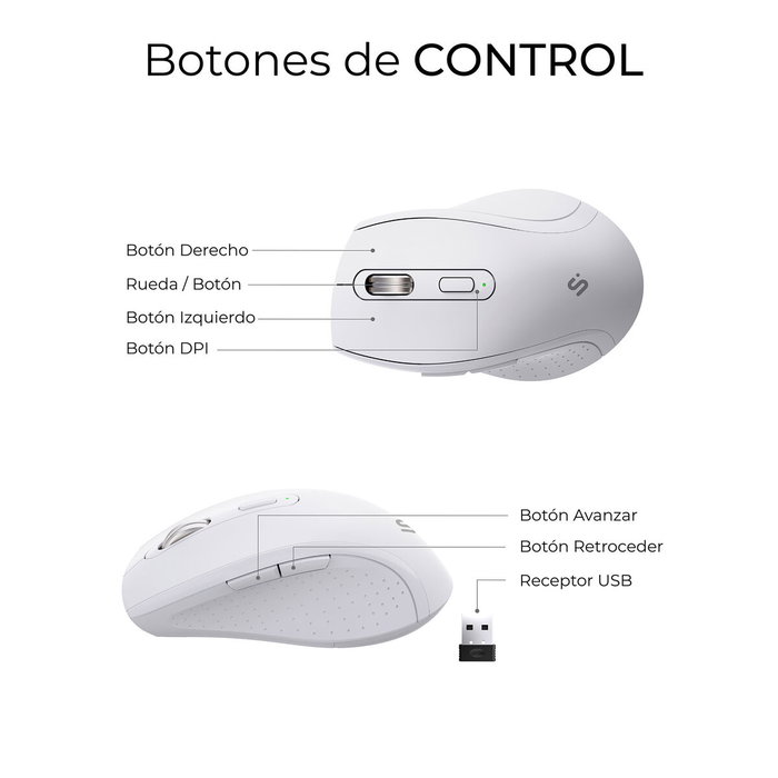 Subblim Combo Dual Prowave White Teclado y Ratón Ergonómicos Blanco