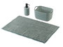Berilo - Set 3 Piezas para Baño en Tela de Poliéster y Plástico PP, Color Verde, Alfombrilla 38x58 cm, Cesta 23.7x16x14 cm y Dispensador (Set de 12)