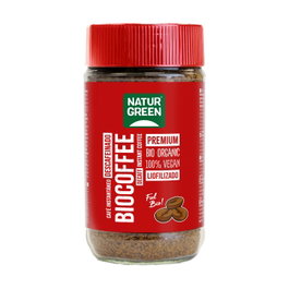 NaturGreen Café Soluble Ecológico Descafeinado 100g con Granos de Papúa Nueva Guinea, Perú, Etiopía y Honduras