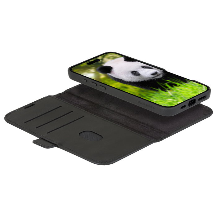 dbramante 1928 LYNGE MAGSAFE - Funda Folio de Cuero Negra Compatible con iPhone 16 Pro Max y MagSafe con 3 Bolsillos para Tarjetas