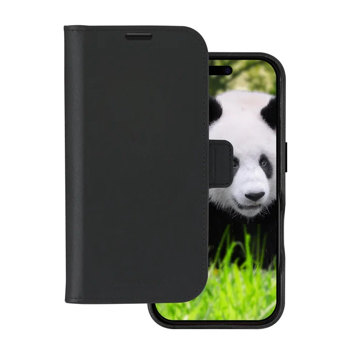 Dbramante1928 Lynge Funda Folio con MagSafe para Apple iPhone 16 ProMax 6.9", Negro - Cuero de Grano Entero con 3 Bolsillos para Tarjetas y Cierre Magnético