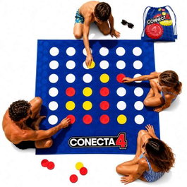 JugaToys Toalla Juego Conecta 4 con Fichas Impermeables y Mochila, 100x100cm