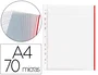 Q-connect Funda Multitaladro Cristal DIN A4 70 mc con Borde Rojo - Bolsa 10 Unidades