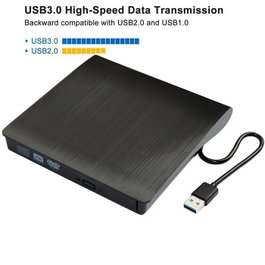 CoreParts Unidad Externa DVD RW para DVD+R y DVD-R, SATA y USB 3.0, Negro
