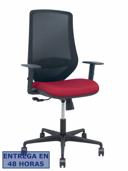 PIQUERAS Y CRESPO Silla Mardos con Mecanismo Sincro, Malla Negra y Asiento Granate PIQUERAS Y CRESPO Silla Mardos con Mecanismo Sincro, Malla Negra y Asiento Granate