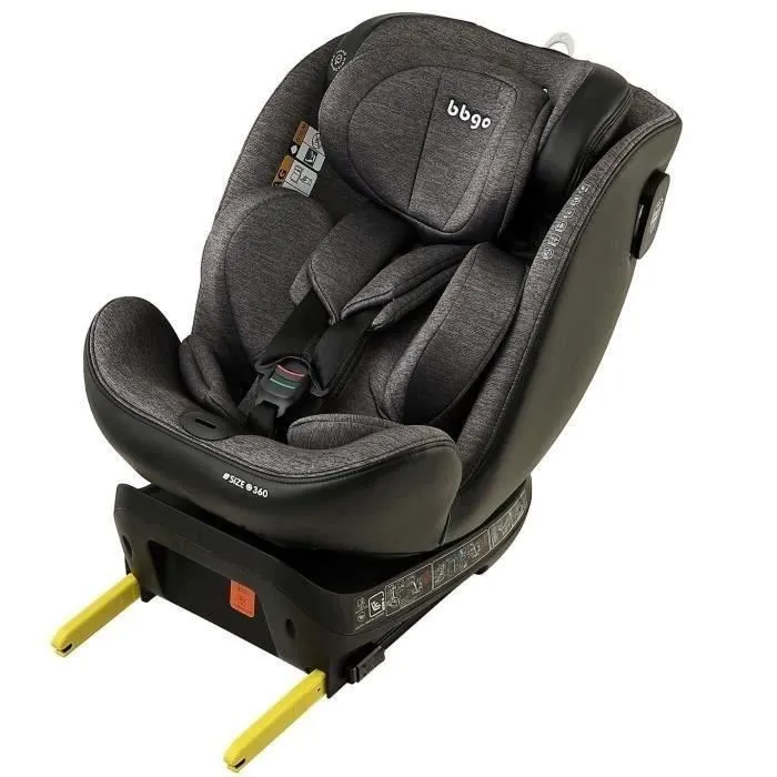 Bbgo Silla de Coche Giratoria BBG8437027499029 Desde Nacimiento hasta 12 Años I-SIZE 40-150 cm ISOFIX Gris Fibra de Bambú Piel Sintética