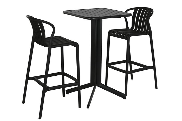 DKD Home Decor Set de 3 Mesas Bar Terraza y Jardín Negro 60 x 102 x 60 cm