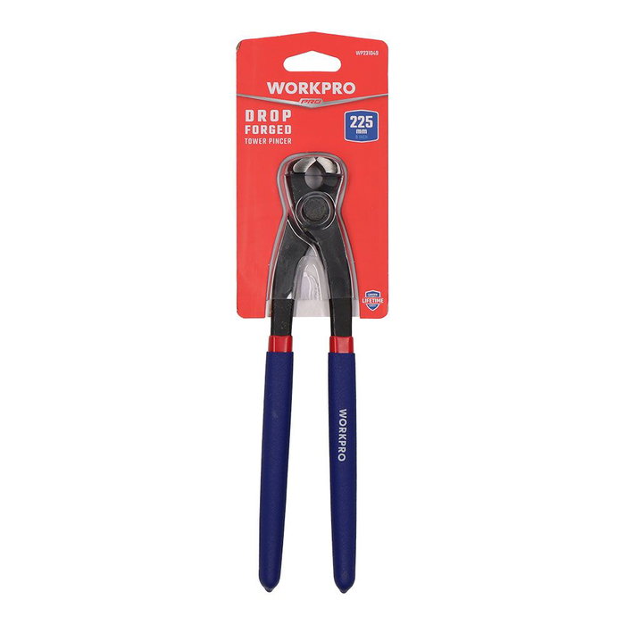 Workpro Tenazas para ferrallista 225 mm Acero al carbono forjado Mango recubierto para mayor comodidad Color azul y rojo