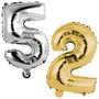 Party Time Globo Cifra Plata/Oro para Cumpleaños, Altura 35 cm, Reutilizable