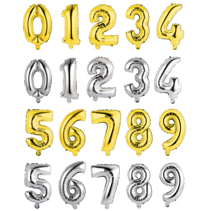 Party Time Globo Cifra Cumpleaños Plateado/Dorado 35 cm - Inflable con Helio o Aire, Números 0-9 Party Time Globo Cifra Cumpleaños Plateado/Dorado 35 cm - Inflable con Helio o Aire, Números 0-9