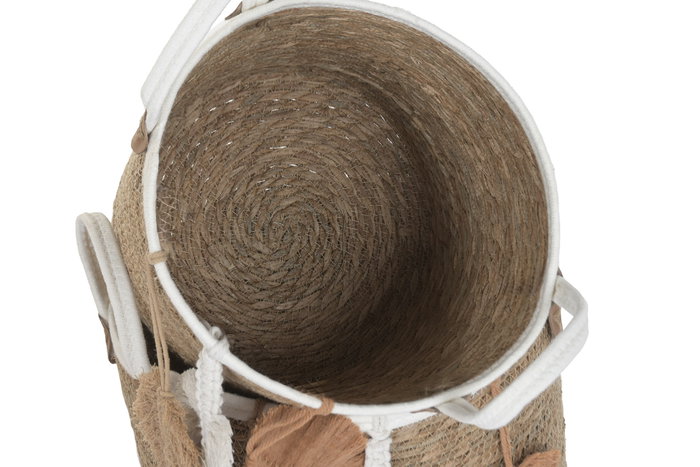 DKD Home Decor Set de 3 Cestas de Fibra y Algodón Natural