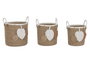 DKD Home Decor Set de 3 Cestas de Fibra y Algodón Natural