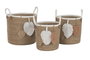 DKD Home Decor Set de 3 Cestas de Fibra y Algodón Natural