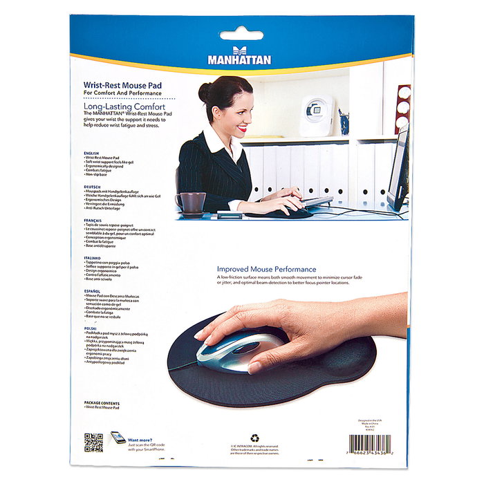 MANHATTAN Alfombrilla de Ratón Gaming con Reposamuñecas de Gel Negro, Base Antideslizante, 240 x三个阶段 200 x 27 mm MANHATTAN Alfombrilla de Ratón Gaming con Reposamuñecas de Gel Negro, Base Antideslizante, 240 x三个阶段 200 x 27 mm