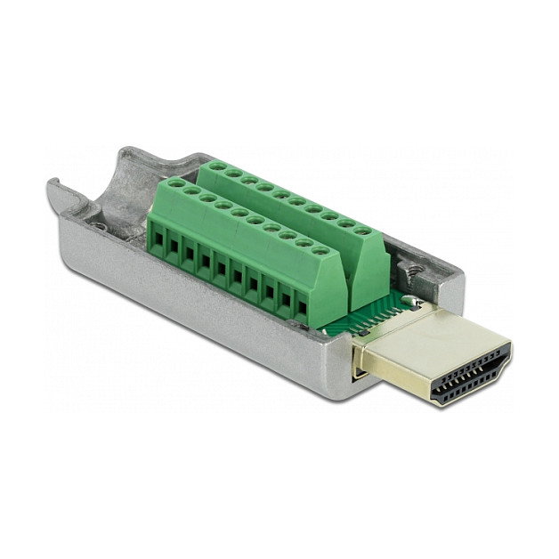 DeLOCK Adaptador HDMI-A macho a bloque de terminales con carcasa metálica Gris 65201