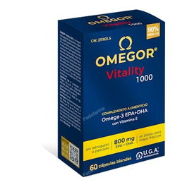 Omegor Vitality 1000 60 Perlas Omega-3 EPA DHA Corazón Vitamina E UGA NUTRACEUTICALS