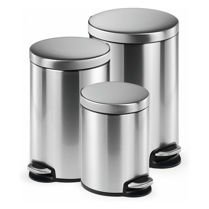 Durable Papelera Redonda de Acero Inoxidable con Pedal 5L