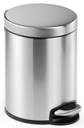 Durable Papelera Redonda con Pedal Inoxidable Antihuellas 5 Litros 260x290 mm