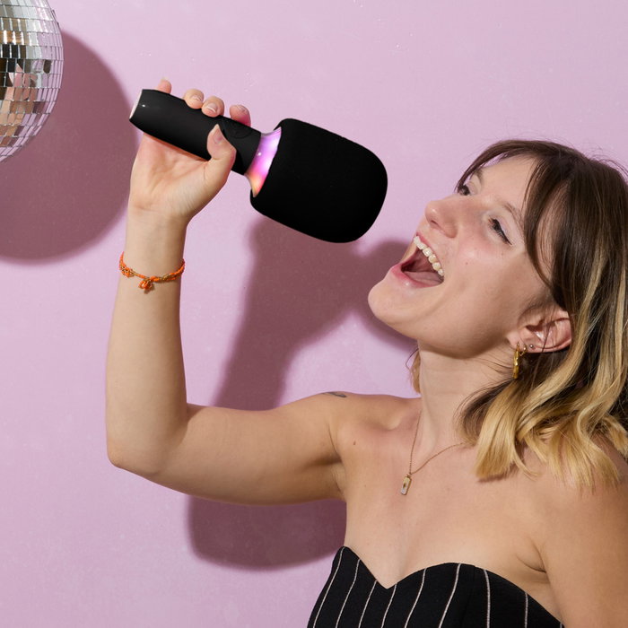 Party Time Altavoz Luminoso Micro Karaoke Bluetooth Inalámbrico con Efectos de Luz y Voz