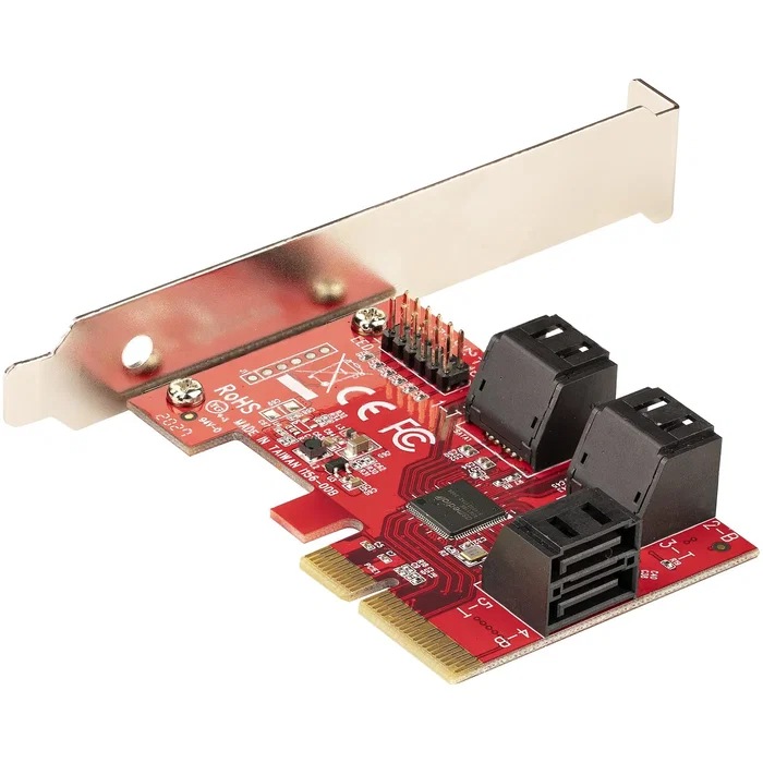StarTech.com 6P6G-PCIE-SATA-CARD Tarjeta Controladora PCIe SATA III de 6 Puertos 6 Gbps Interna con Chip ASM1166 y Soporte para Bracket de Perfil Bajo o Completo