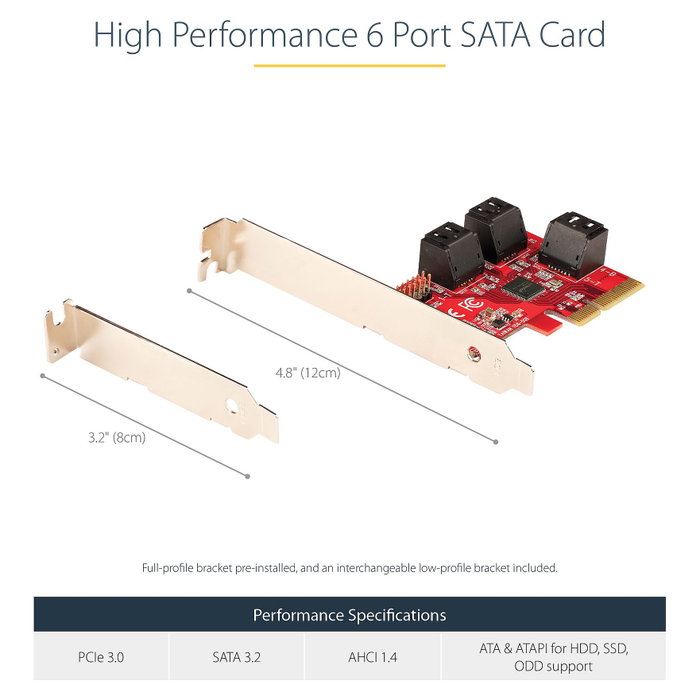 StarTech Tarjeta Controladora PCI Express (PCIe) de 6 Puertos SATA 6 Gbps con Bracket de Perfil Bajo StarTech Tarjeta Controladora PCI Express (PCIe) de 6 Puertos SATA 6 Gbps con Bracket de Perfil Bajo