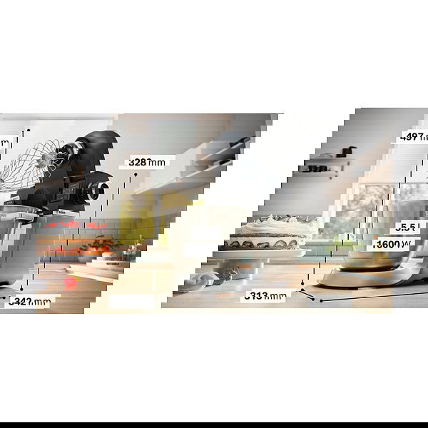 Bosch MUMS6 ZS13D Robot de Cocina, 5,5 L, 1600 W, Rotación Planetaria, Balanza Integrada, Negro/Acero Inoxidable