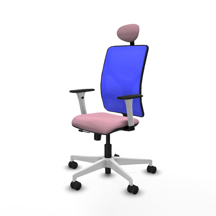 PIQUERAS Y CRESPO Silla de oficina Motilla con mecanismo Sincro/Traslack, Tela Rosa y Malla Azul