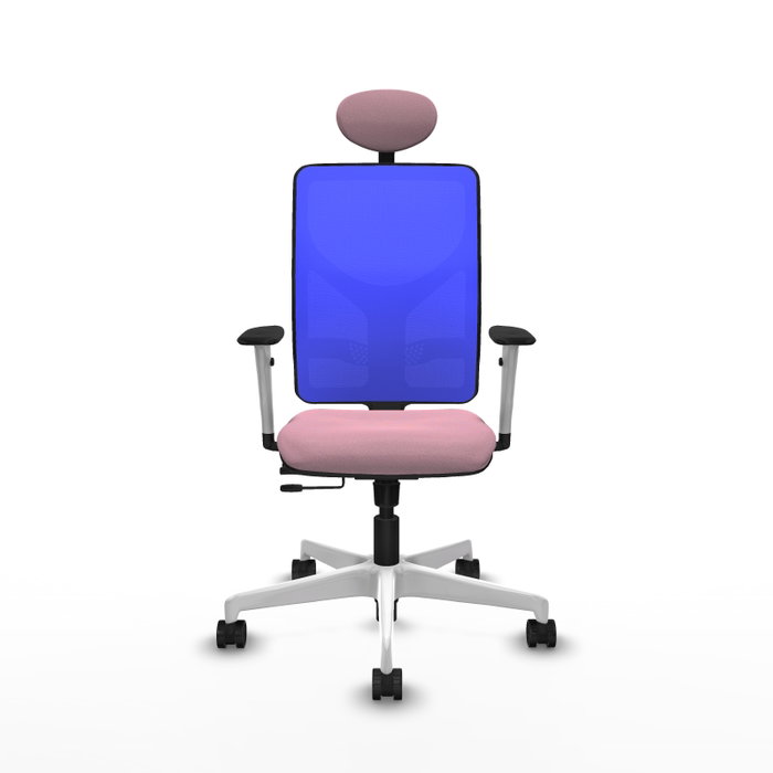 PIQUERAS Y CRESPO Silla de oficina Motilla con mecanismo Sincro/Traslack, Tela Rosa y Malla Azul