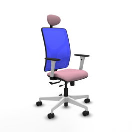 PIQUERAS Y CRESPO Silla de oficina Motilla con mecanismo Sincro/Traslack, Tela Rosa y Malla Azul