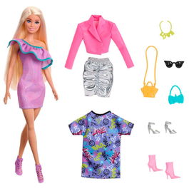 Barbie Muñeca Fashionista HYT61, 3 Modas de Noche con Ropa y Accesorios para Niñas +3 Años