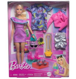Mattel Muñeca Barbie Fashionista con 3 modas noche