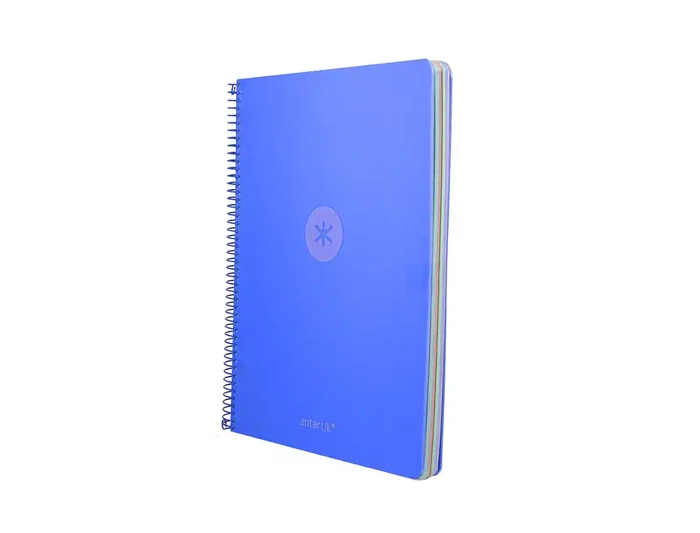 Antartik Cuaderno Espiral Micro A4 Tapa Foam, 120 Hojas Cuadrícula 5mm 90gr, 5 Bandas 4 Taladros, Color Azul