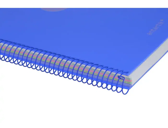 Antartik Cuaderno Espiral Micro A4 Tapa Foam, 120 Hojas Cuadrícula 5mm 90gr, 5 Bandas 4 Taladros, Color Azul