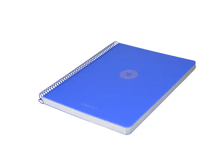 Antartik Cuaderno Espiral Micro A4 Tapa Foam, 120 Hojas Cuadrícula 5mm 90gr, 5 Bandas 4 Taladros, Color Azul
