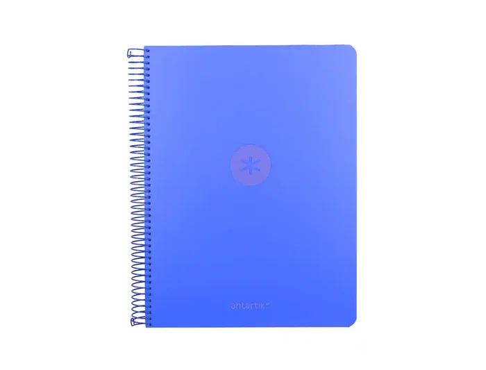 Antartik Cuaderno Espiral Micro A4 Tapa Foam, 120 Hojas Cuadrícula 5mm 90gr, 5 Bandas 4 Taladros, Color Azul