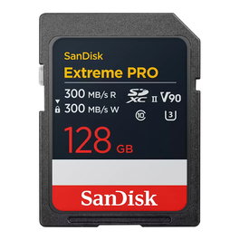 Sandisk Extreme PRO 128GB SDXC UHS-II Clase 10 V90 Tarjeta de Memoria, 300 MB/s Lectura, 300 MB/s Escritura
