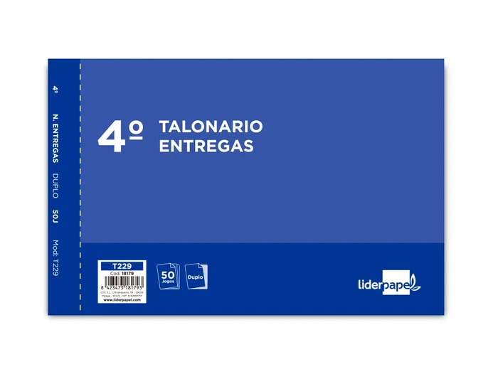 Liderpapel T229 Talonario Entregas Original y Copia, Tamaño Cuarto Apaisado (210 x 144 mm)