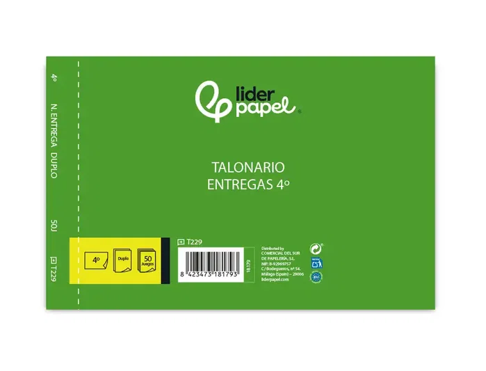 Liderpapel Talonario de entregas cuarto original y copia T229 apaisado Liderpapel Talonario de entregas cuarto original y copia T229 apaisado