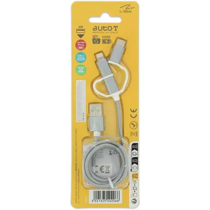Auto-T Cable 3 en 1 540206 Micro-USB Apple USB-C Auto-T Cable 3 en 1 540206 Micro-USB Apple USB-C