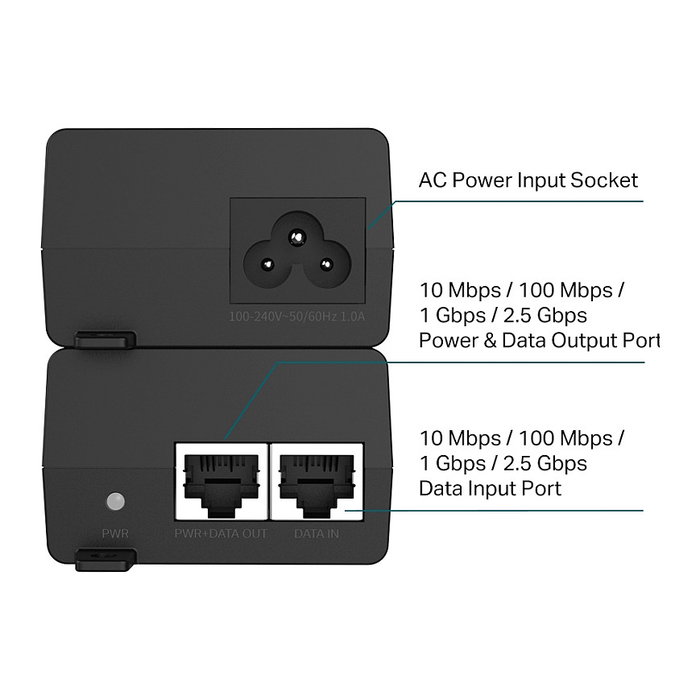 TP-Link Omada POE260S Inyector PoE 2.5Gbps 30W