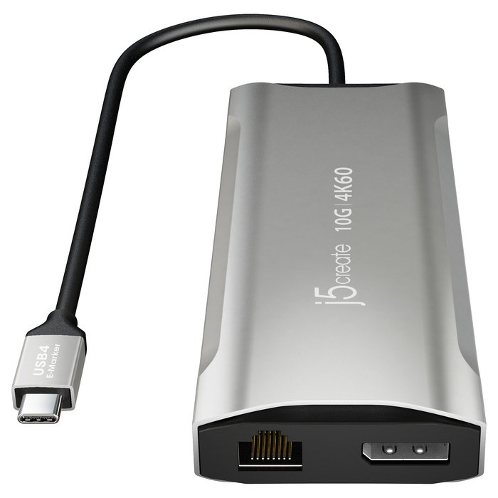 J5create JCD397-N Miniestación de acoplamiento USB-C 4K60 Elite para 3 Monitores, USB 3.2 Gen 1, 10 Gbps, 100W PD, HDMI 2.0, DP 1.4a, Ethernet Gigabit, Aluminio Gris