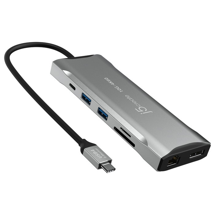 J5create JCD397-N Miniestación de acoplamiento USB-C 4K60 Elite para 3 Monitores, USB 3.2 Gen 1, 10 Gbps, 100W PD, HDMI 2.0, DP 1.4a, Ethernet Gigabit, Aluminio Gris