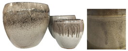 DKD Home Decor Set de 3 Maceteros de Cerámica Vidriada Bicolor 38x38x33 cm